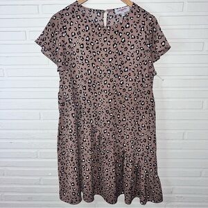 Hayden Brown Cheetah Animal Print Flowy Oversized Dress, Women’s Size Small